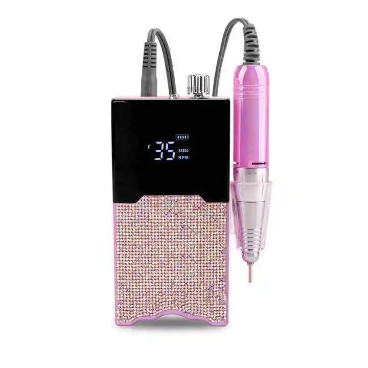 Portable Cordless Heart Crystal Rechargeable 35000rpm carbon brush Motor Beauty Care Nail Drill Machine