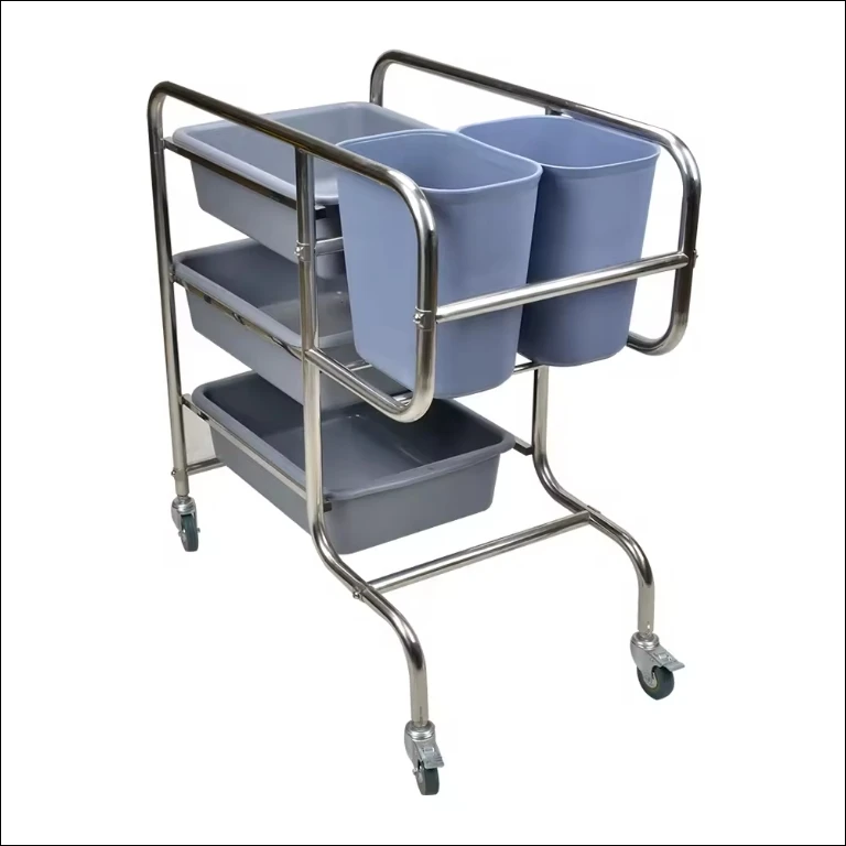 Commercial Catering Hotel Room Dining Cart Food Round Tube Serving Trolley