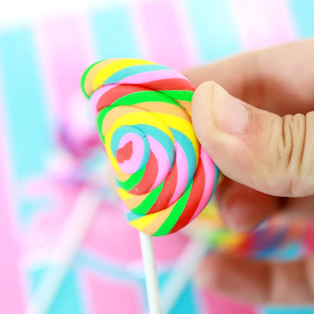 Colorful lollipop Stock hot product Colored candy eraser Environmental protection tpr material factory Student stationery