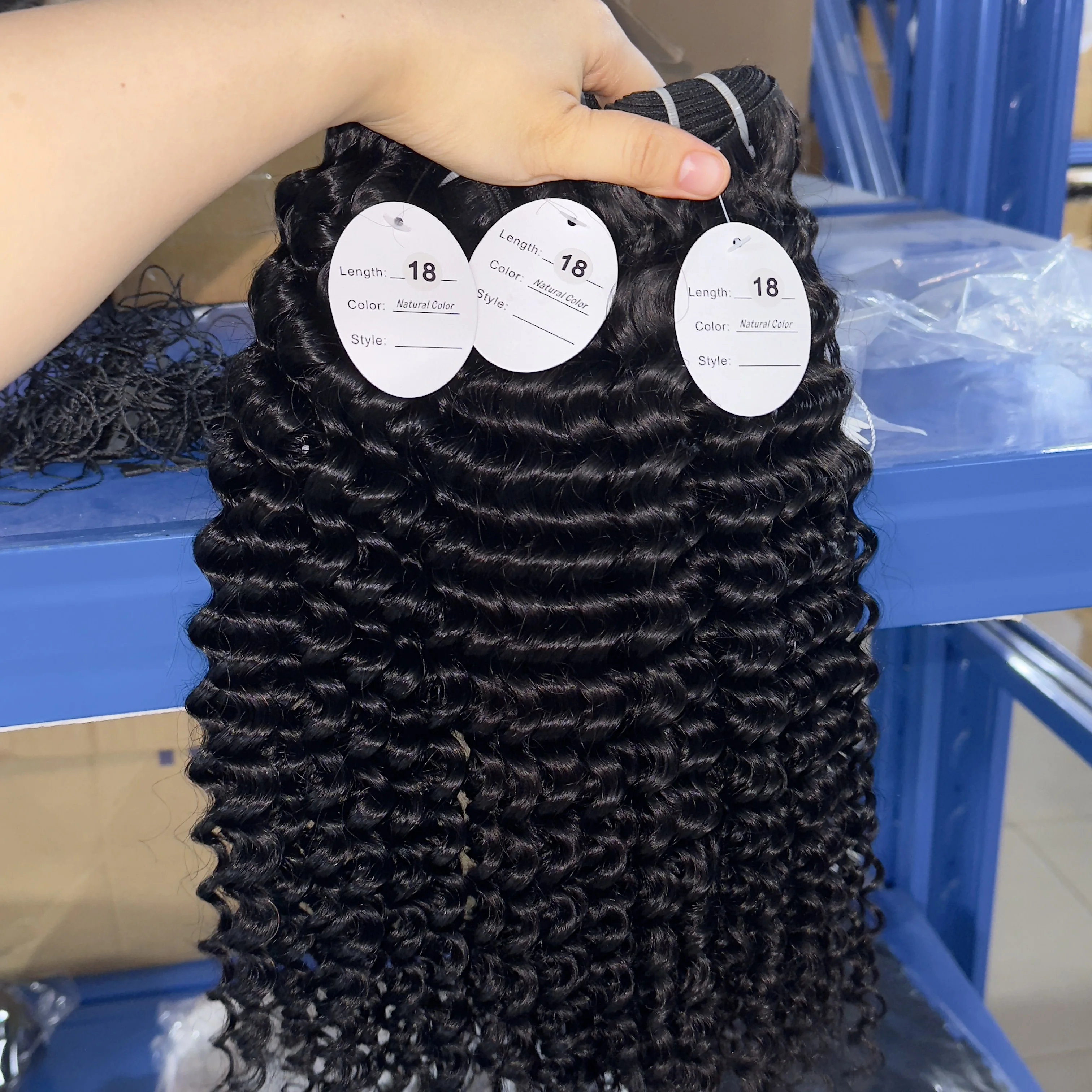 Double weft raw curly hair bundles silky straight human hair weaves Burmese curly hair wholesale