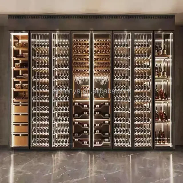 Durable Modern Red Wine Cabinet Wall Mounted Bar Metal Wine Display Shelf Rack Wine Bottle Holder Rack