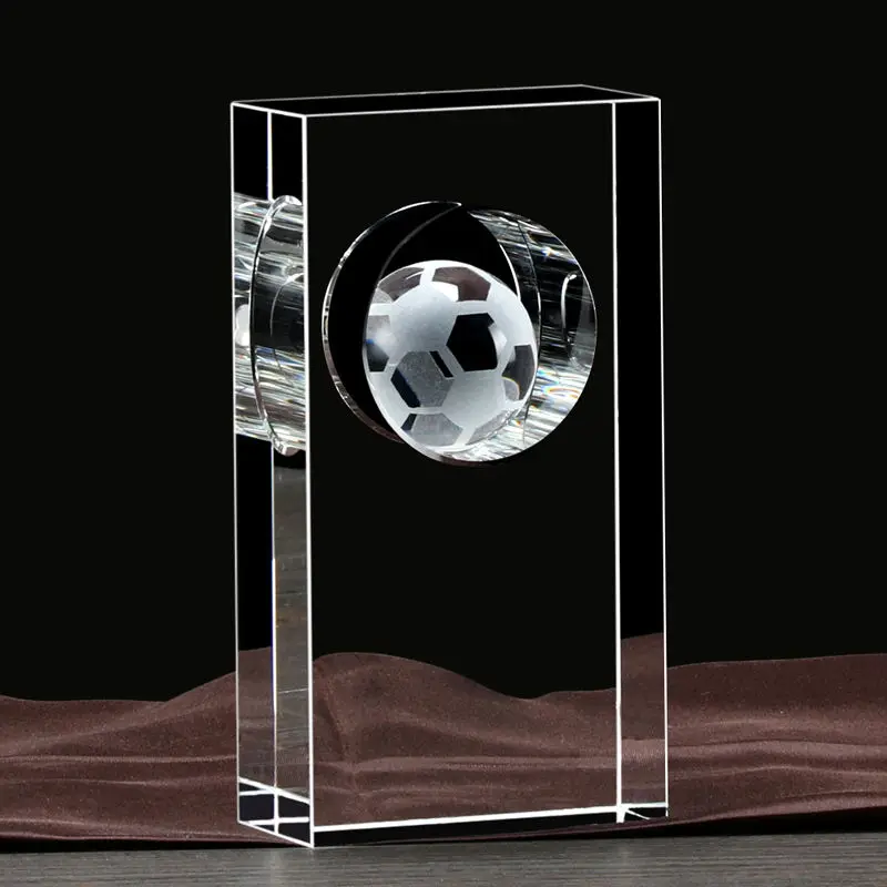 customized goods High Quantity Free sample Crystal Football Award In stock