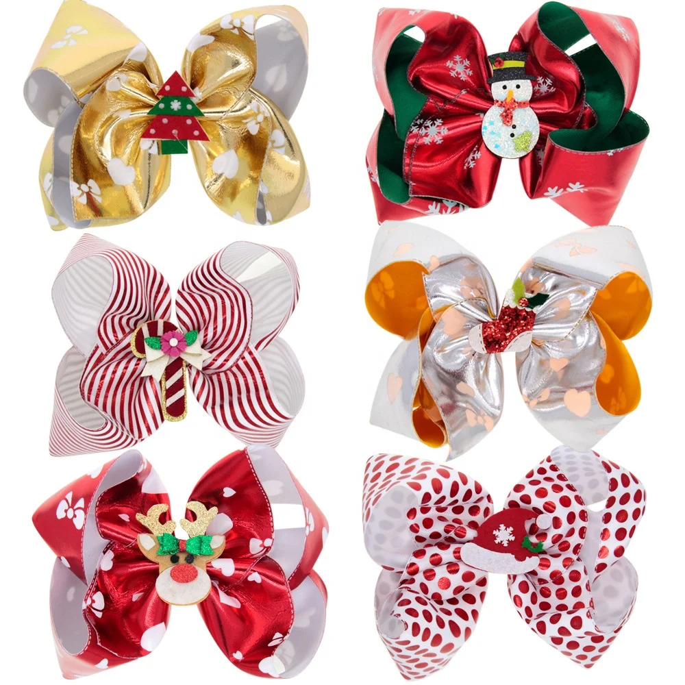 Christmas JOJO bow, shiny big bow clip, party Hair grip