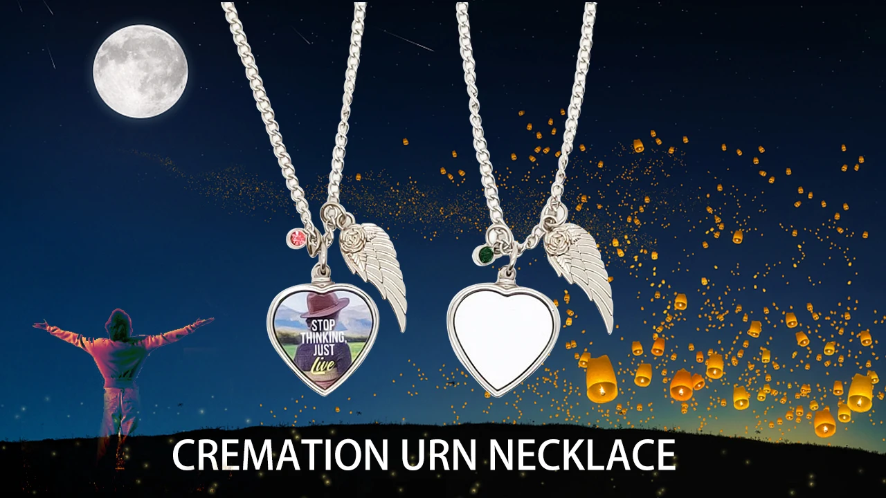 Subli-forward Custom Love Memorial Urn Cremation Jewelry Sublimation Blank  Photo Picture Pendant Necklace