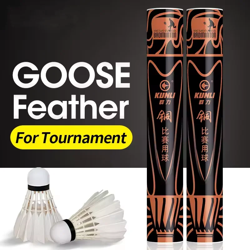 Wholesale Shuttlecock Product High Durability Stability Badminton Ball Bronze Goose Feather KUNLI Badminton Shuttlecock