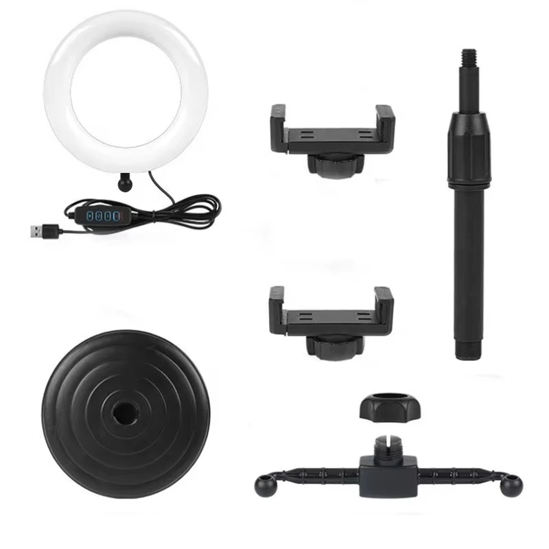 Оптовая продажа настольная перезаряжаемая Трехцветная кольцевая Подставка Штатив с держателем для телефона видео макияж Селфи