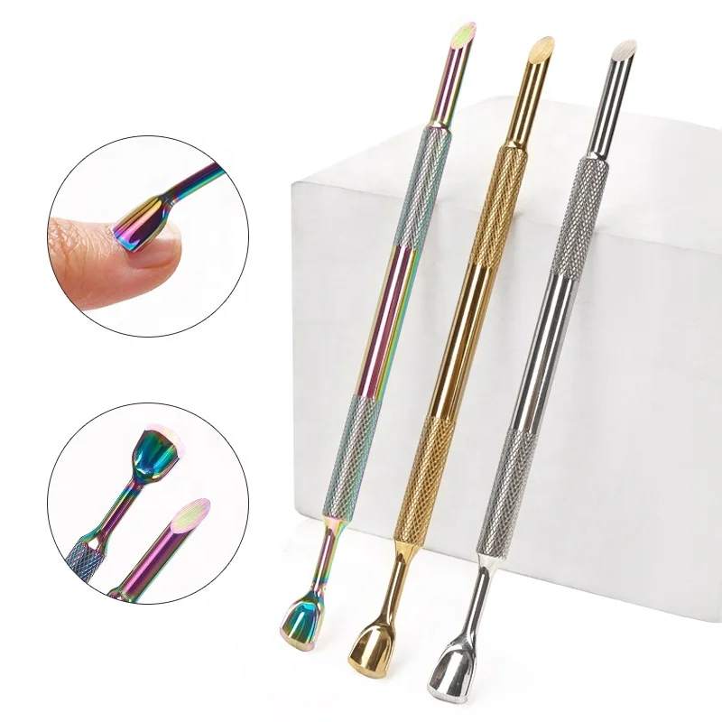 New double ended Nail pusher horseshoe large size ail remover tool multicolor Stainless steel bevel manicure Nail cuticle Pusher