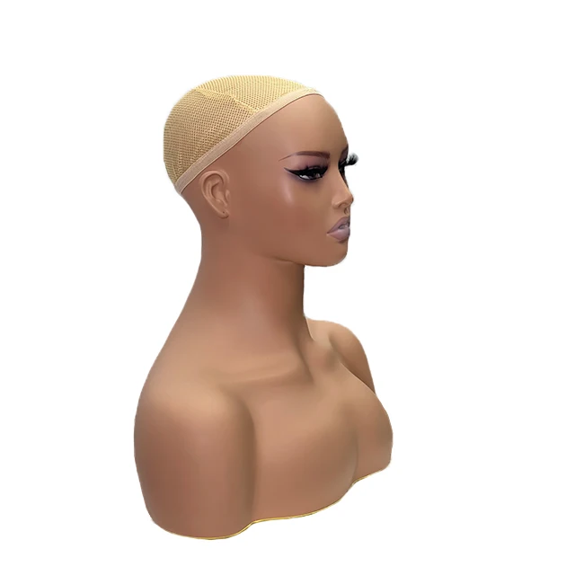 Custom Logo African American Female Bust Half Body Realistic Human Shoulders Model Head Mannequin