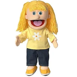 2021 Custom Human Puppet Hand Stuffed Soft Toy Plush Cloth Open Mouth Human Doll Hand Puppet Theatre Plush Puppet