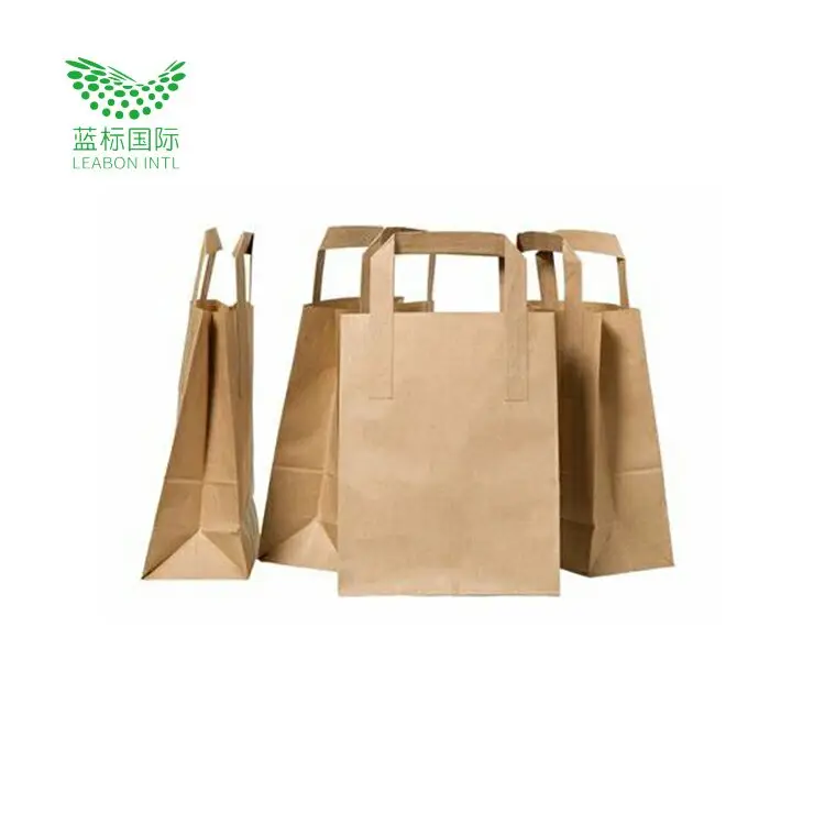 wholesale high quality kraft paper custom print brown small gift bags kraft paper bag with flat handle