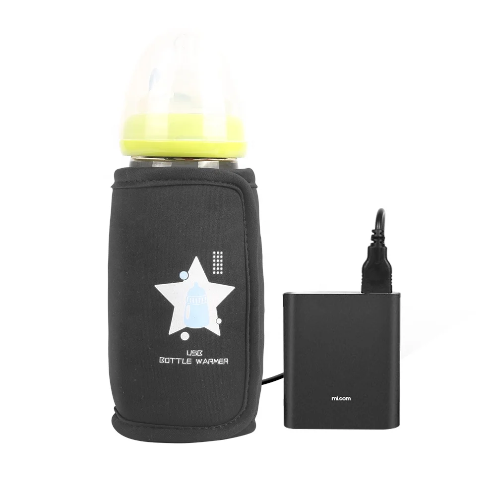 New Pattern Black Neoprene Polyester Usb Heating Baby Bottle Warmer Portable Baby Bottle Warmer