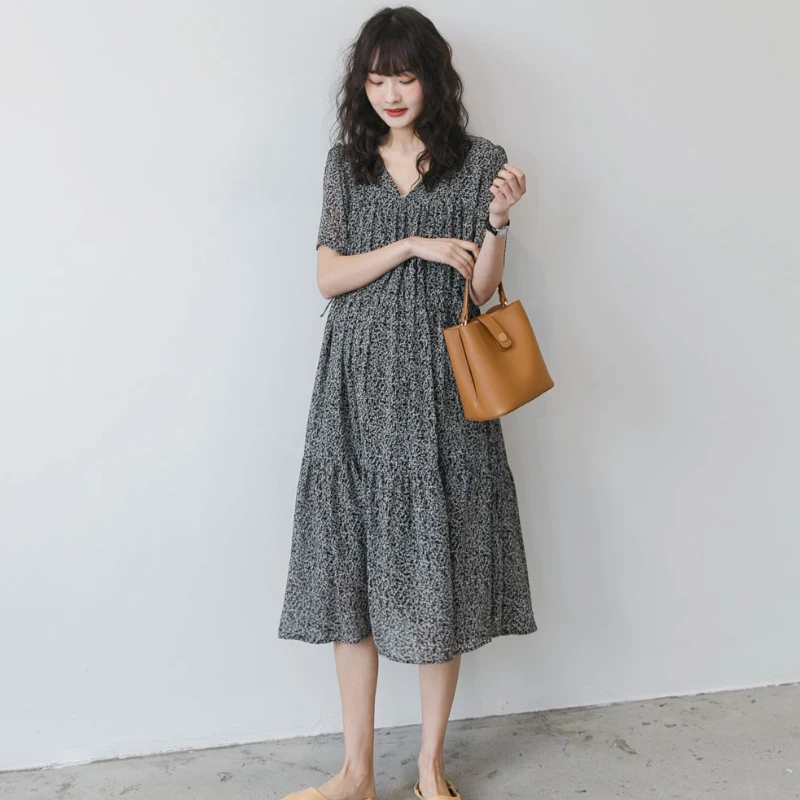 Clothing manufacture 2020 latest maternity wear Chiffon maternity dress stylish maternity dress for pregnant women