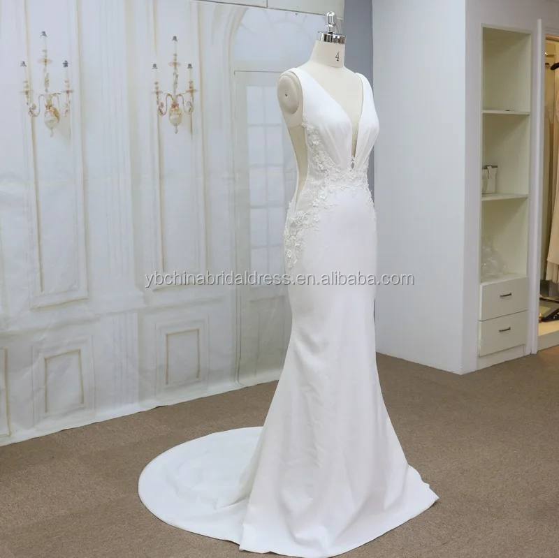 
Sexy mermaid with crepe fabric dress 2021 vestidos de novia 