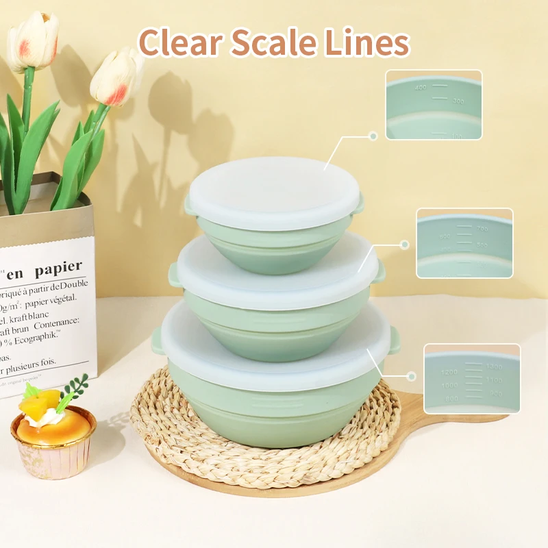 Collapsible Food Storage Containers with Lids Silicone Meal Prep Lunch Containers BPA Free Reusable Bento lunch Box Set