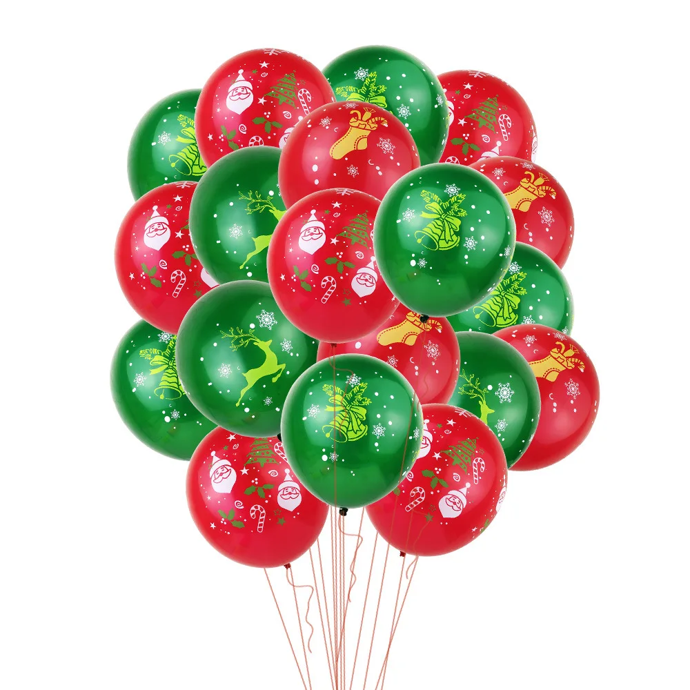 Colorful  Red and Green merry christmas  Latex Balloons Santa Claus Printed Balloons for Christmas Party Decoration