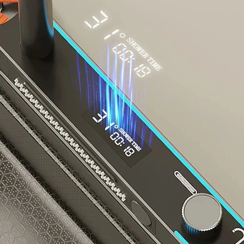 Stainless Steel Waterfall Kitchen Sink Large Single Slot Integrated Digital Display Faucet Set Embossed Wash Basin