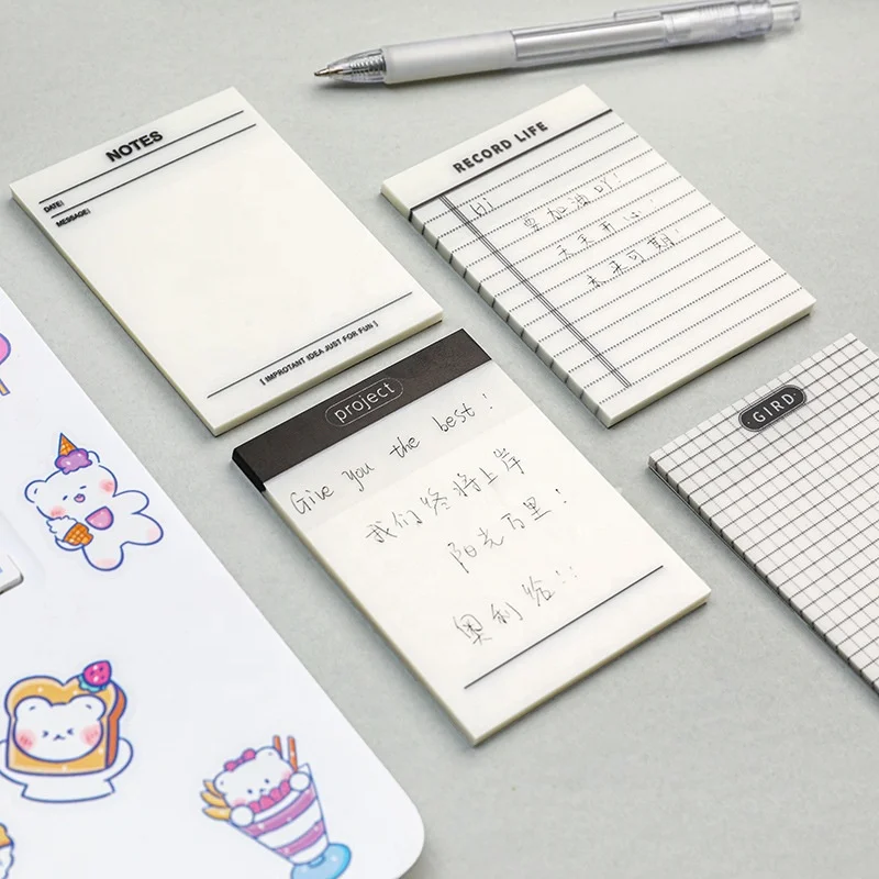 Factory Supply Transparent Self Adhesive Memo Pads Sticky Notes Post-Note It Sticky Memo Pads to Do List for Office and School