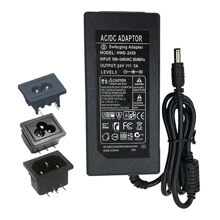Desktop Adapter 24v 3a Adequate power 24V3A AC 100V-240V Converter Adapter DC 24V 3A Supply 5.5mm x 2.1mm Charger
