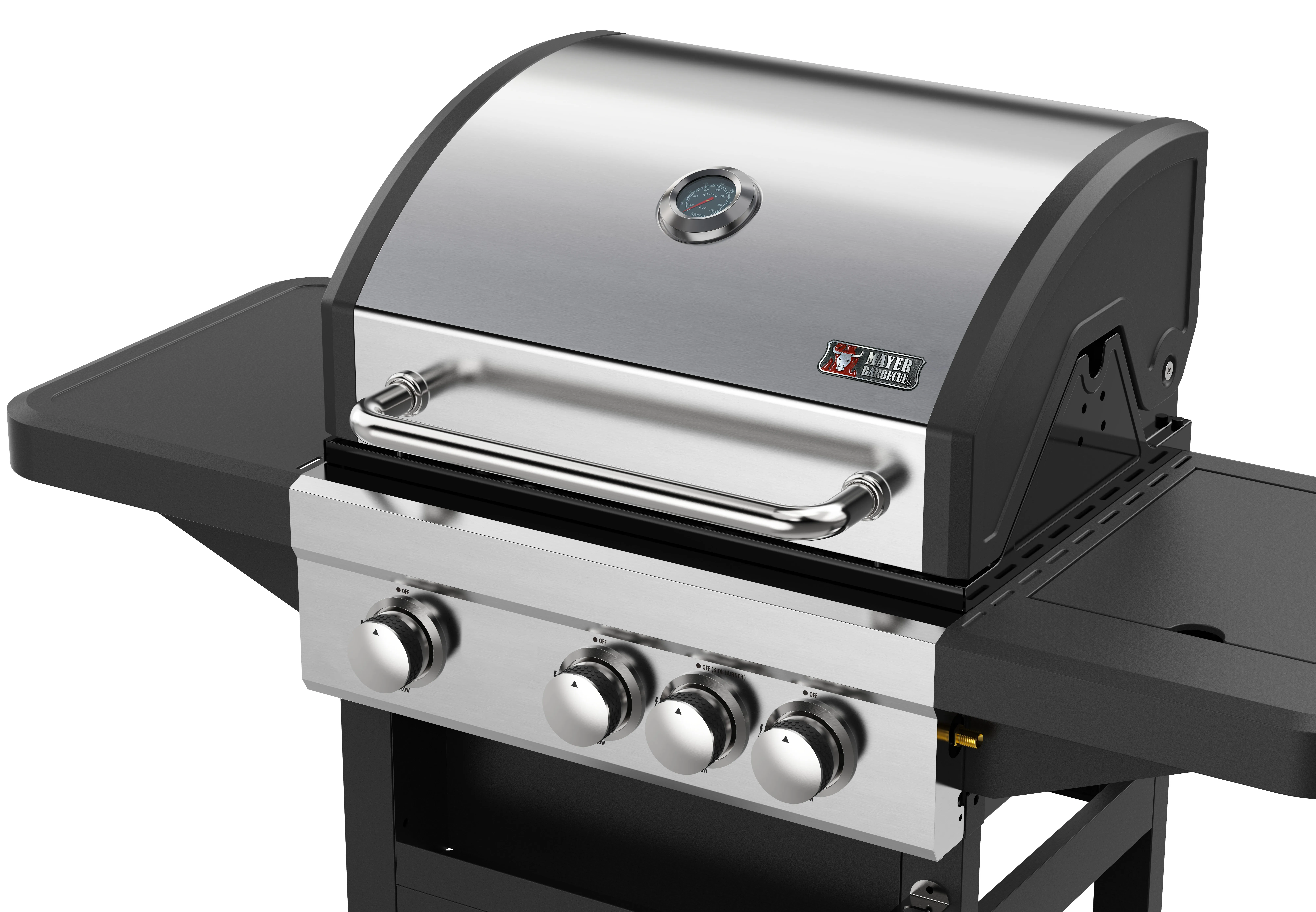 Outdoor 3-Burner Propane Gas Grill Cart Style Gas BBQ Grill Smokeless Gas Barbecue Grill Stainless Steel