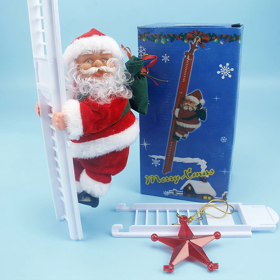 Christmas gifts music toys Santa Claus grandpa climbing up and down the ladder Christmas Eve  kids electric toy