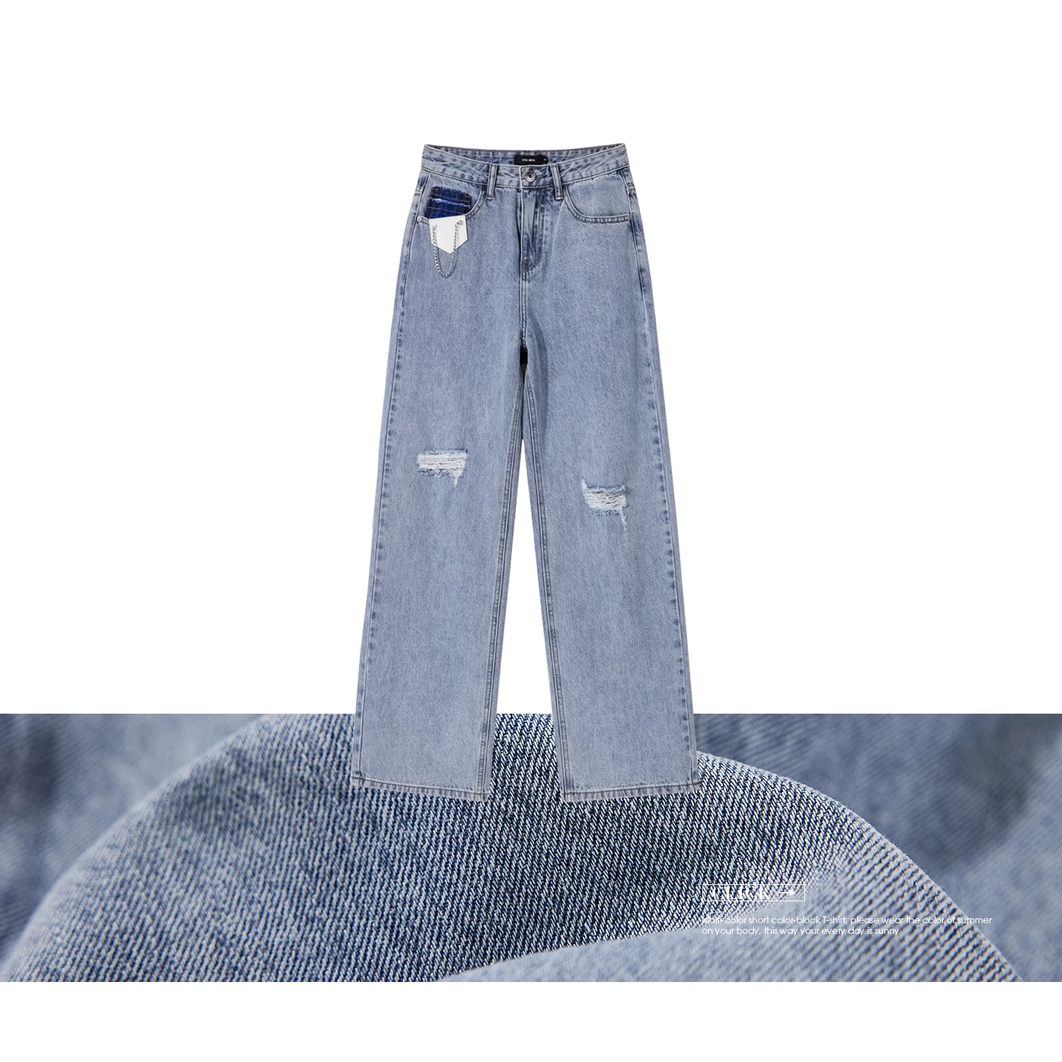 
The Most Popular Straight Leg Standard Thickness High Waist Denim Jeans Pant 