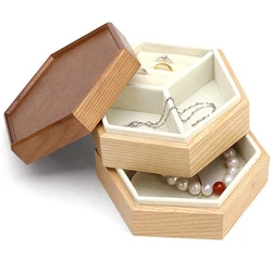 Luxury Wooden Jewelry Box Two Layers Solid Wood for Necklaces Earrings Bracelets Storage with Lid