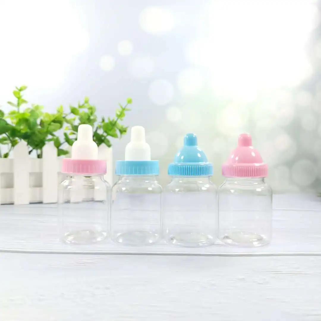 Hot Selling Plastic Baby bottle Mini Baby Shower Dragees Container Candy box Birthday Baptism Party Favor Decor