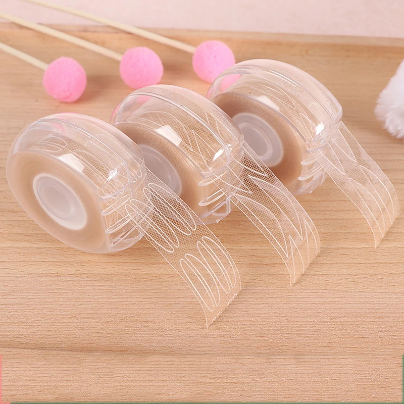 Кружевные двойные наклейки для век без швов, которые не видны под натуральный шелк сетки открытыми пальцами с глубоким вырезом, сеточной подкладкой катушка 100 шт