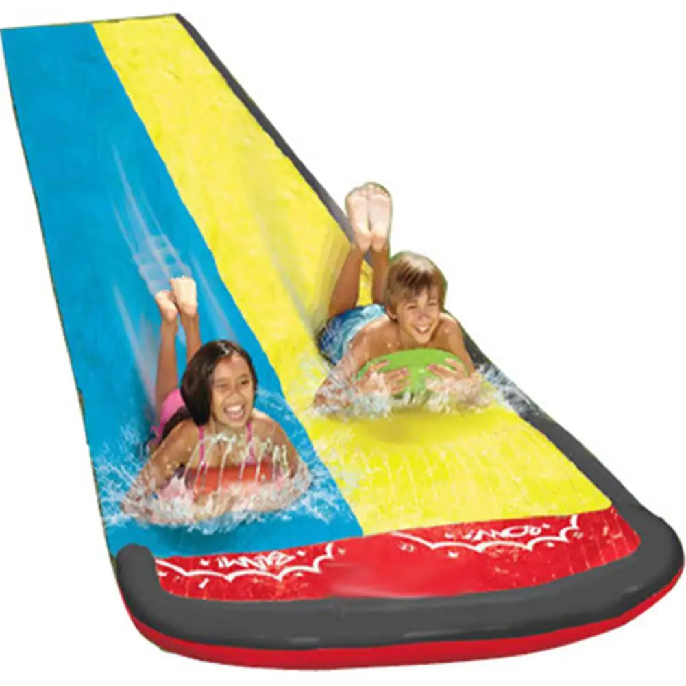 
145x610 Water Park Double Surf Water Slide Outdoor Garden Racing Lawn Slide Spray Summer Water Games Toy toboggan aquatiqu 