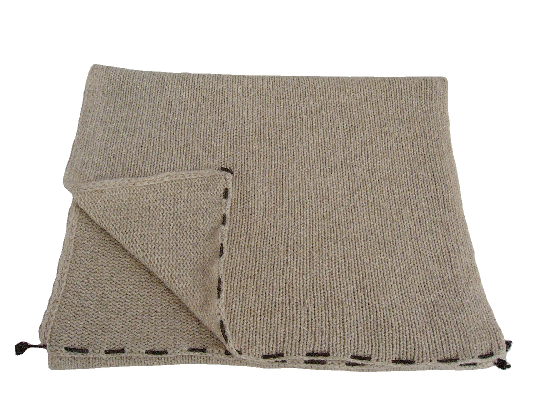 High quality made in Italy unisex soft light plain with leather border luxury  knitted wool shawl scarves for men women