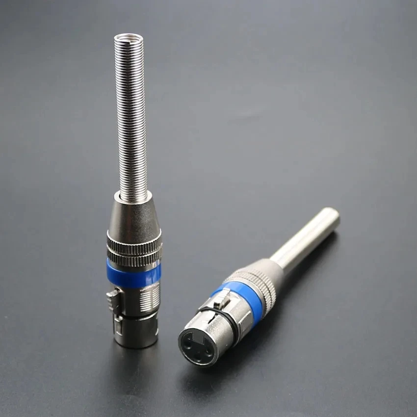 3Pin Female Male MIC Jack Plug Audio Microphone Cable Connector Blue Metal 3-Pin Connectors Adapter For Microphone KTV