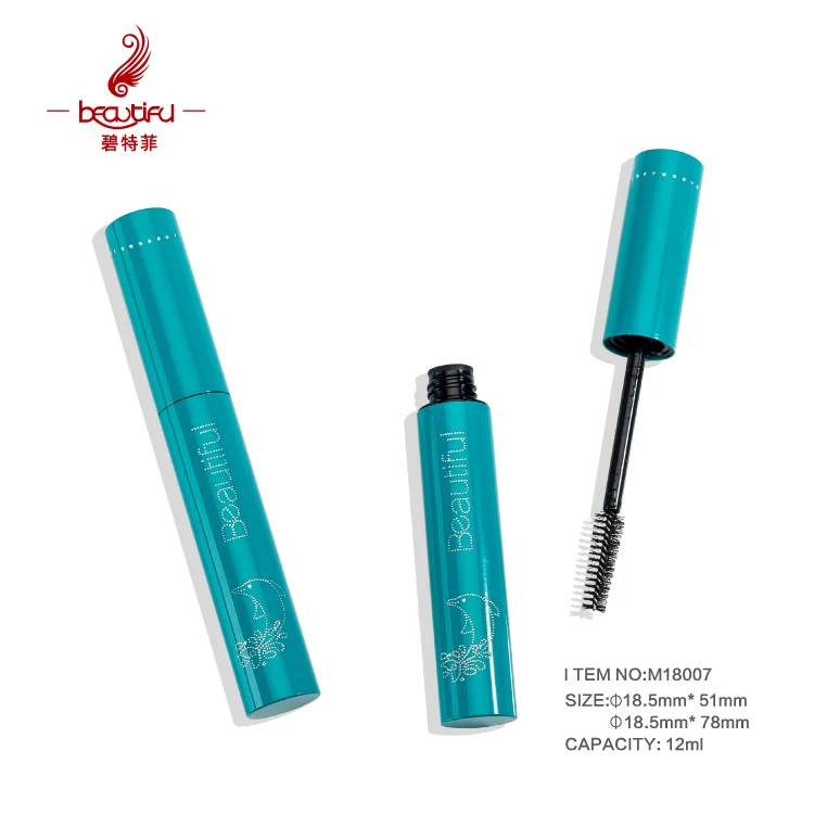 8ml 10ml 12ml empty ice blue diamonds decorated metal/aluminum mascara tubes/bottles/containers with pine tree shaped brush