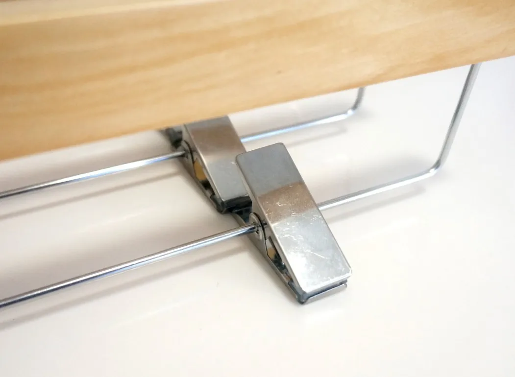 Wholesale hangers for Pants with High Quality Custom Wooden Pants Hangers for Clothes with Clips