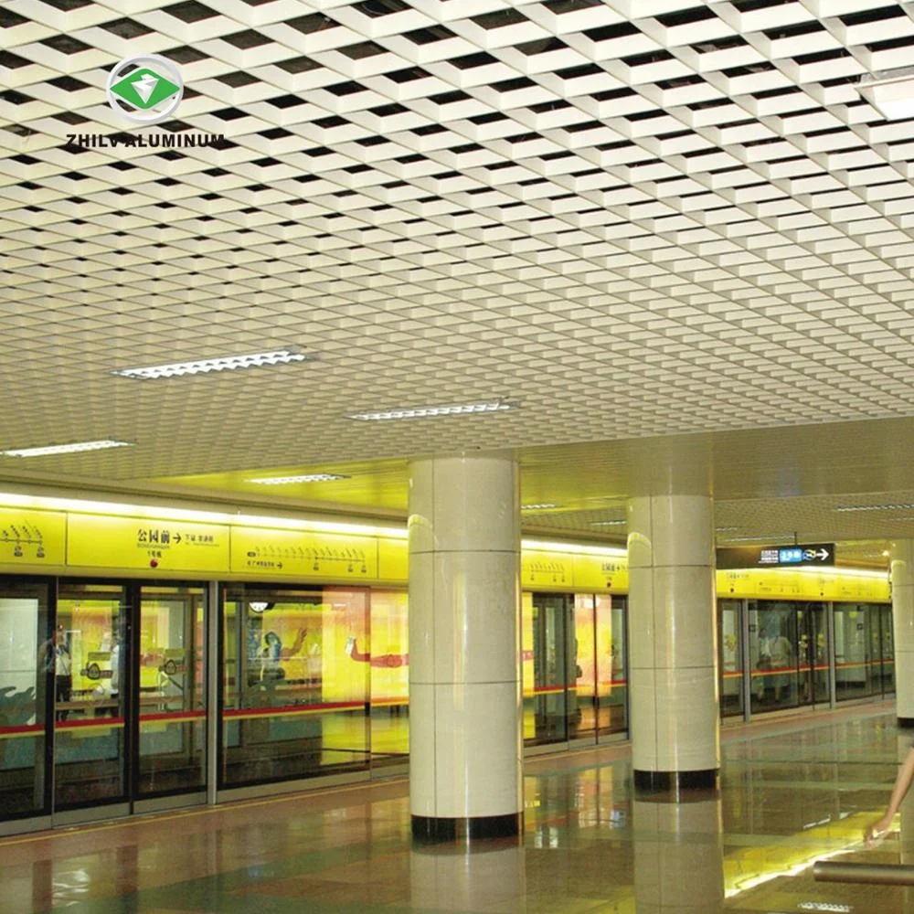 
High quality cheap aluminum wood grain grid ceiling metal false oepn cell ceiling design 