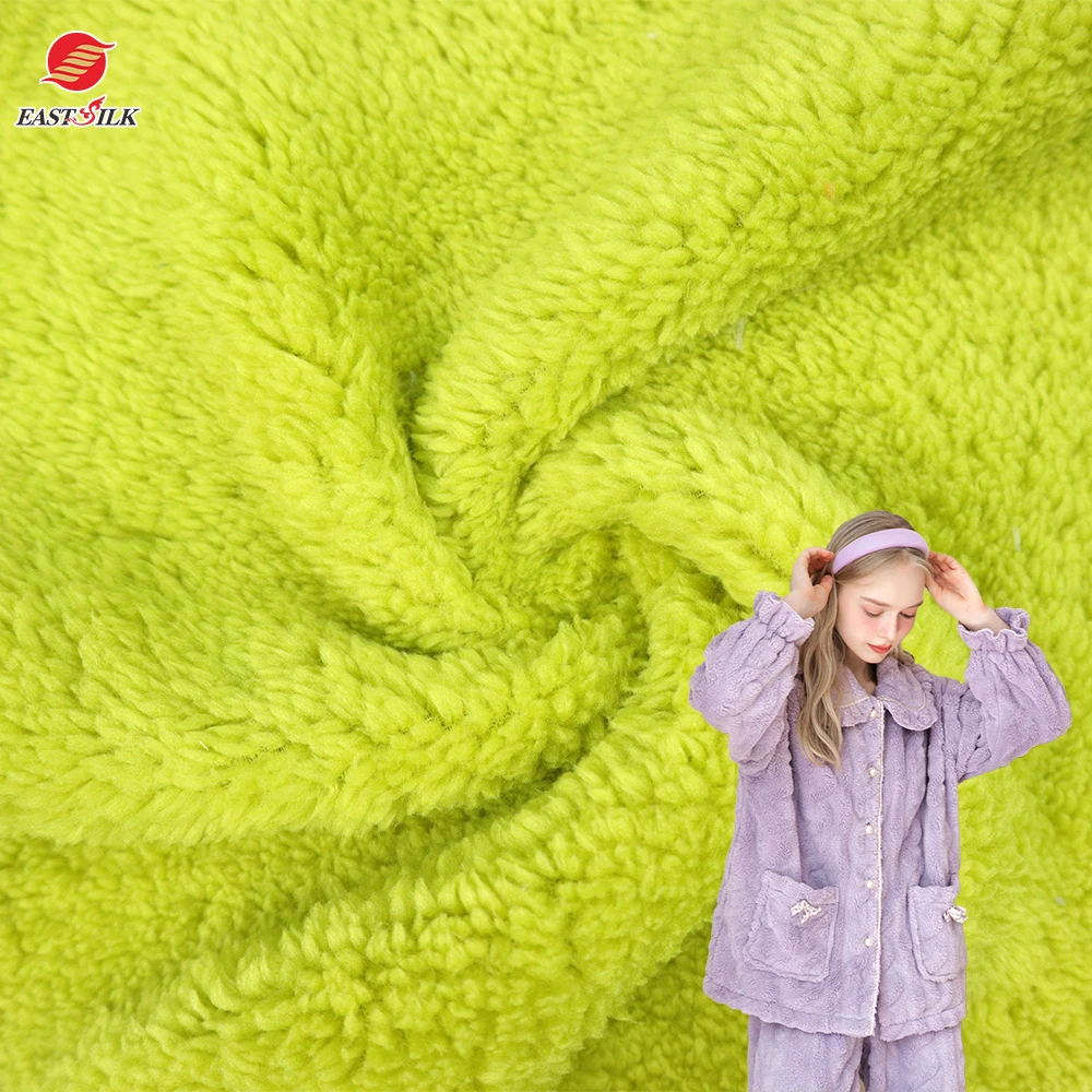 Manufacture Polyester Super double side recycled Sherpa Fleece Fabric for Blanket/Bedding/Clothes