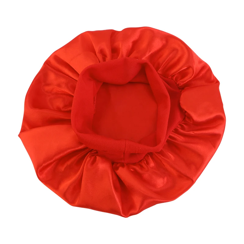 Wholesale Custom Logo Hair Accessories Wide Band Baby Bonnet Solid Color Satin Bonnets Sleeping Cap For Kid