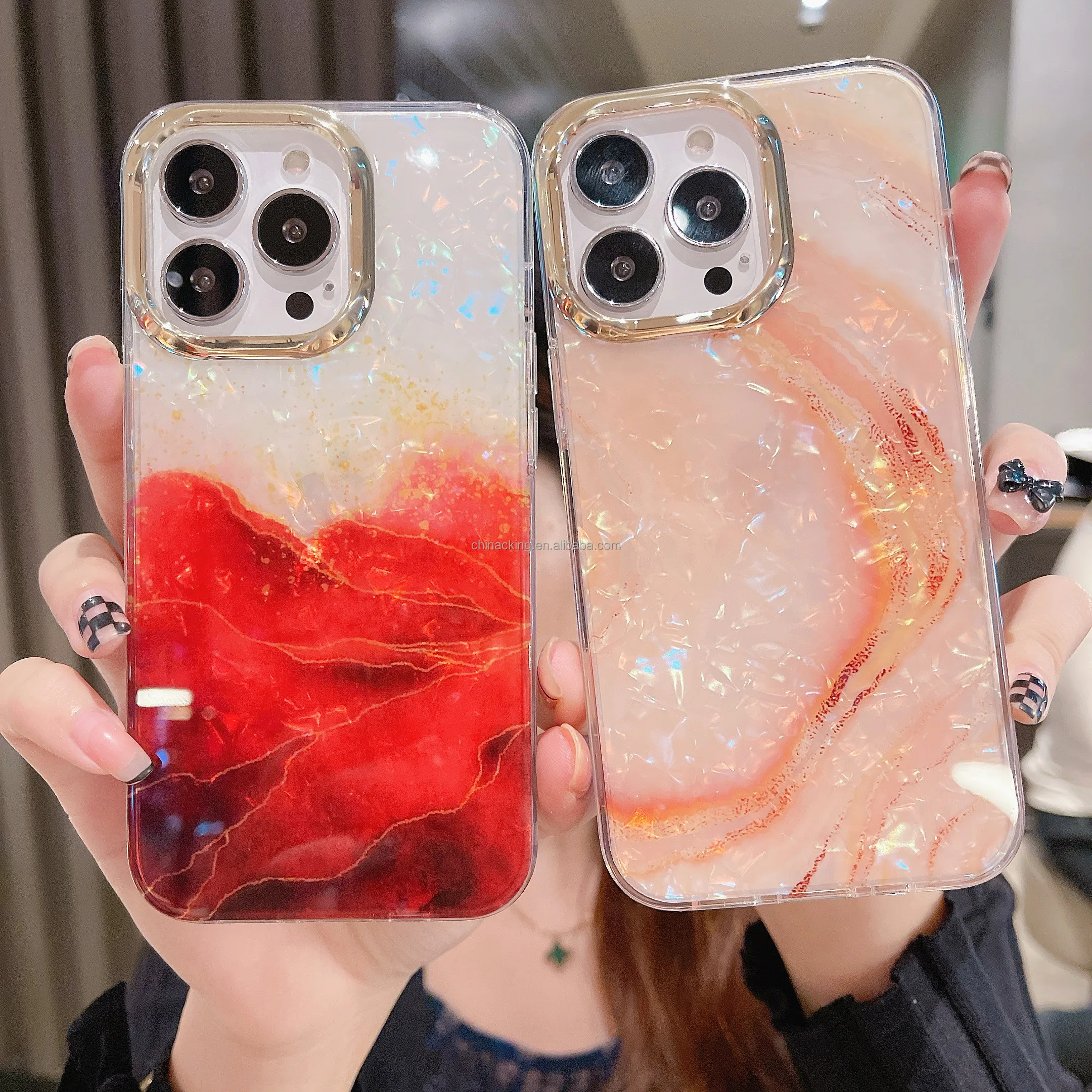 Fashion Shell Marble  Mobile Phone Case   For iPhone 11 12  13 Pro Max X XR Xs Max Luxury Phone Case For iPhone 13 Pro Max