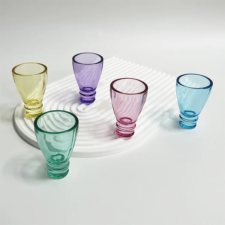 45ml Crystal Eco-friendly colored unique shape bottle cup shot glasses Special Design Creative Beer Bottleneck whisky Shot Glass