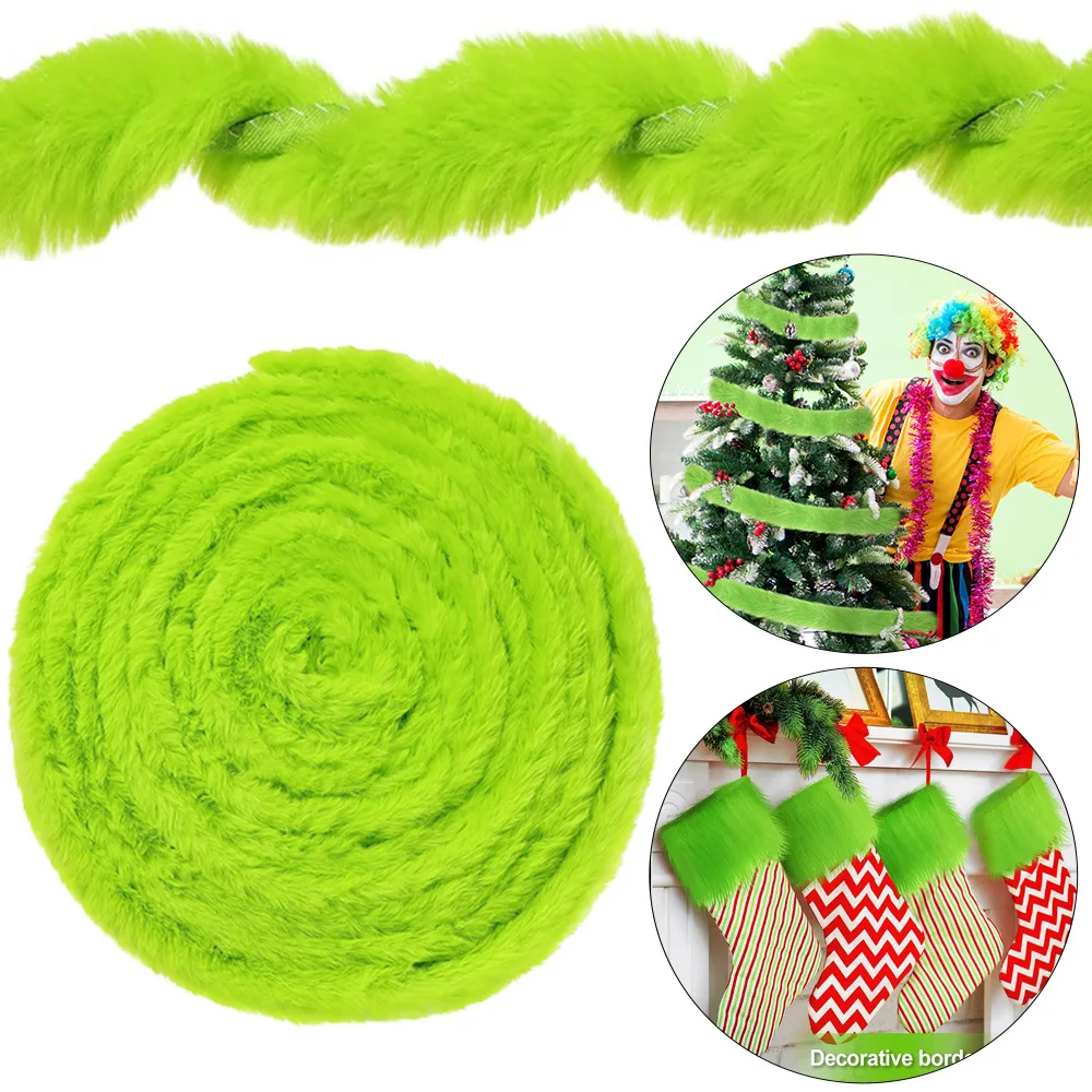 Christmas Decoration Artificial Fur Trim 3 Rolls Fluffy Ribbon Trim DIY Crafts Hand Knitting Clothing Boots Garland Decoration