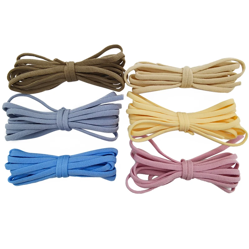 Factory direct wholesales coloured Polyester elastic earloop 3.5mm width flat soft comfort to wear free sample