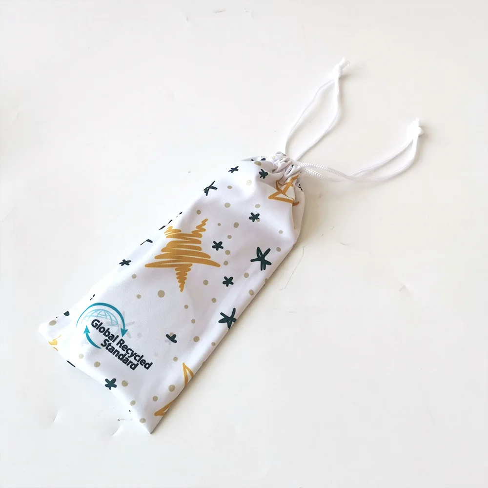 Custom Printed Soft Glasses 9*18cm Microfiber Pouch Fabric Drawstring Sunglasses Bag with Logo more colors