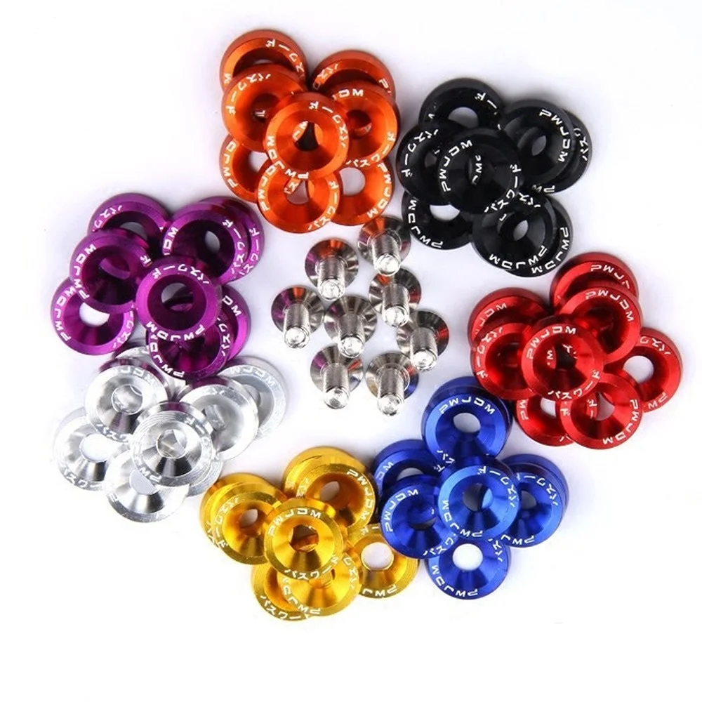 Universal 10PCS M6 Car Styling Modification JDM Sticker Stickers Password Fender Washer License Plate Bolts Auto Accessories