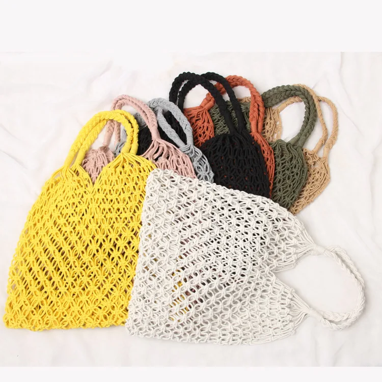 Ins Hot Lady Cotton Hollow Out Jute Macrame Handmade Clutch Bag Pattern