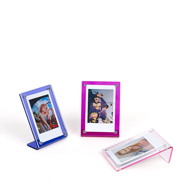Europe market Home decor crystal 3 inch Photocard Instax mini Acrylic Frame Magnetic floating Photo Frame