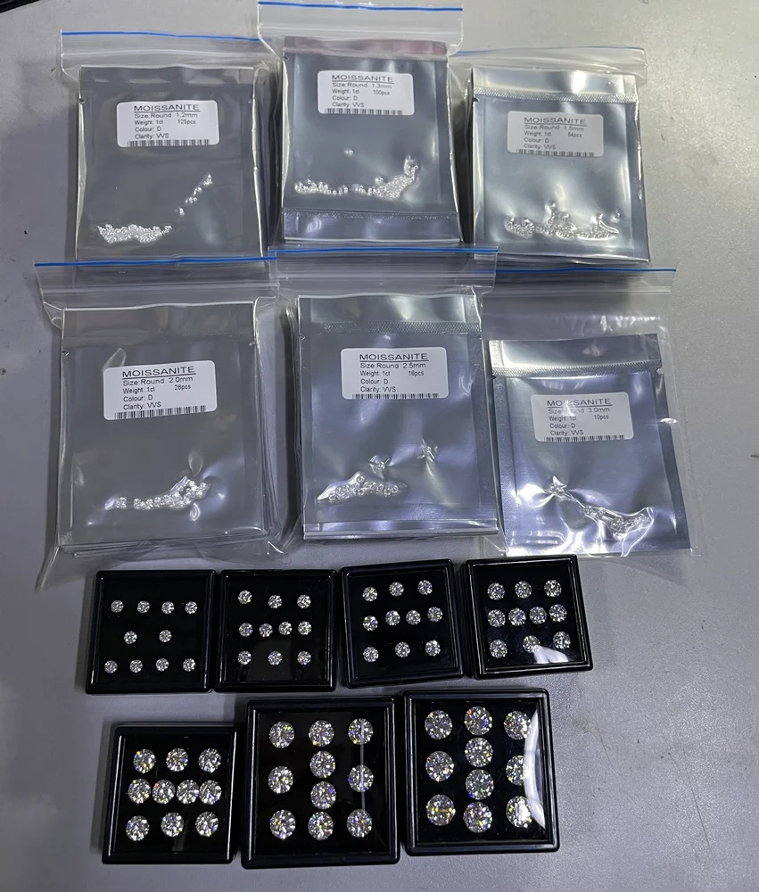 In Stock Wholesale D Color Vvs 0.8-3mm Loose Moissanite Stone Diamond Round Brilliant Cut Gemstone