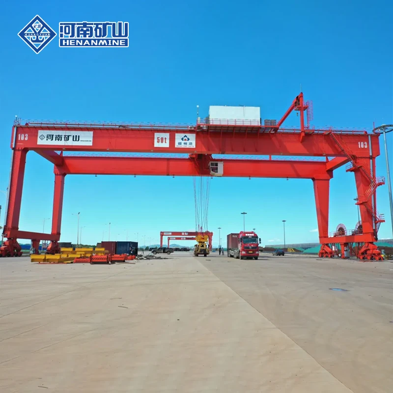 Heavy Duty Container Yard Double Beams Or Girders 50T RMG Crane With Winch Trolley