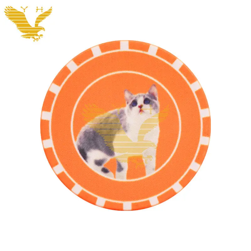 YH 100 Poker Chips Cute Cat Custom Ceramic Curved Poker Chips Set With Case