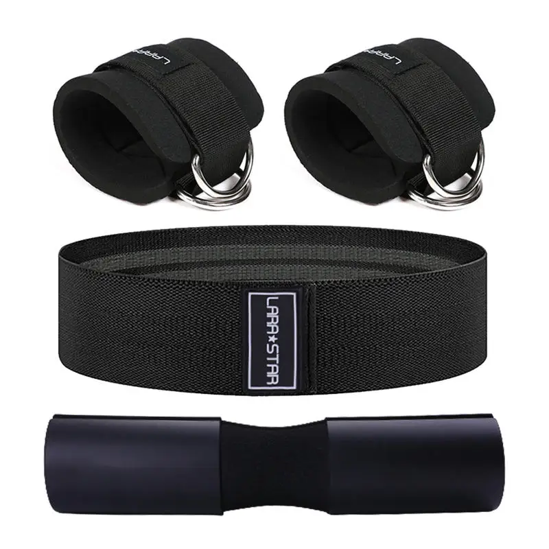 Weight Lifting Neck Shoulder Protective With Ankle Strap And Hip Resistance Band For Hip Thrusts Barbell Pad Set