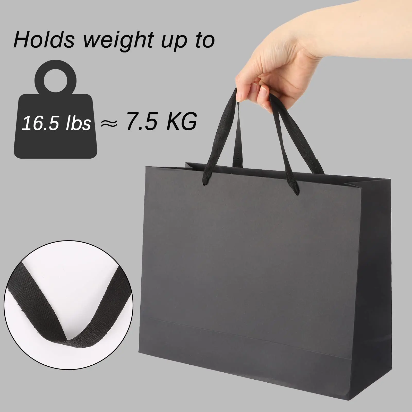 Custom Large Shopping Bags Heavy Duty Wrap Wedding Packaging Cloth Black Paper Gift Bags with Handles