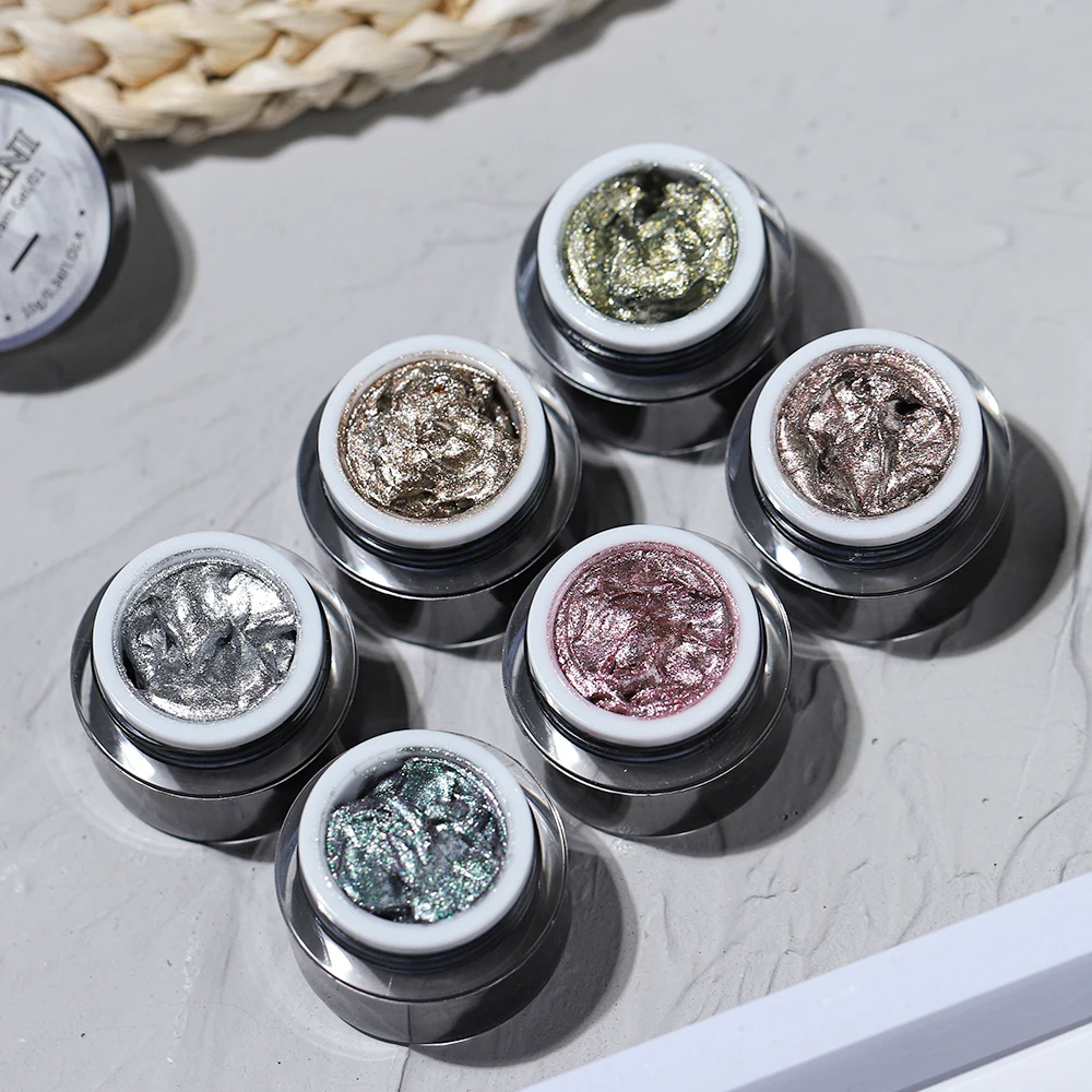 Vendeeni Professional Nail Art Salon Metal Flash Color Gel Polish Varnish 6 Colors Metallic Cream Painting Nail Gel Polish